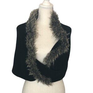 CAbi Infinity Scarf Women's Size O/S Black Gray Faux Fur Trim Twist